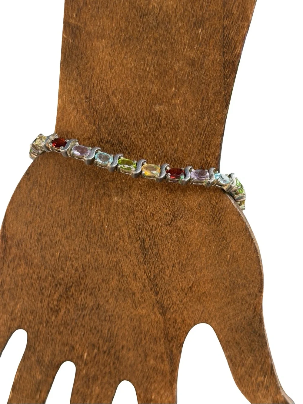 Multicolor Color Tennis Bracelet Sterling Silver Vintage 7”